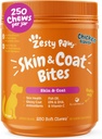 Zesty Paws Omega 3 Ulei de pește pentru câini - Zesty Paw Dog Vitamine și Suplimente pentru Hip, Joint & Skin, Pui (250 Chews)