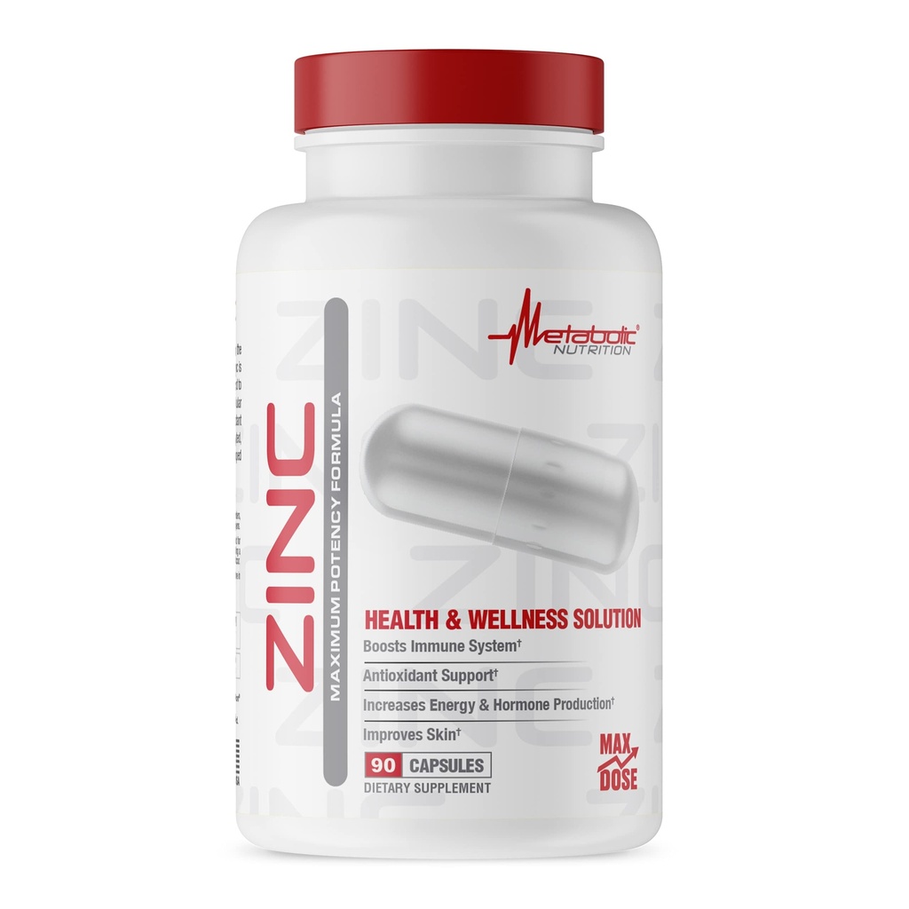 Suplimentul de zinc prin Nutriție Metabolic, 75mg, 90 Capsule de zinc, susține funcția sistemului imunitar w/Zinc oxid