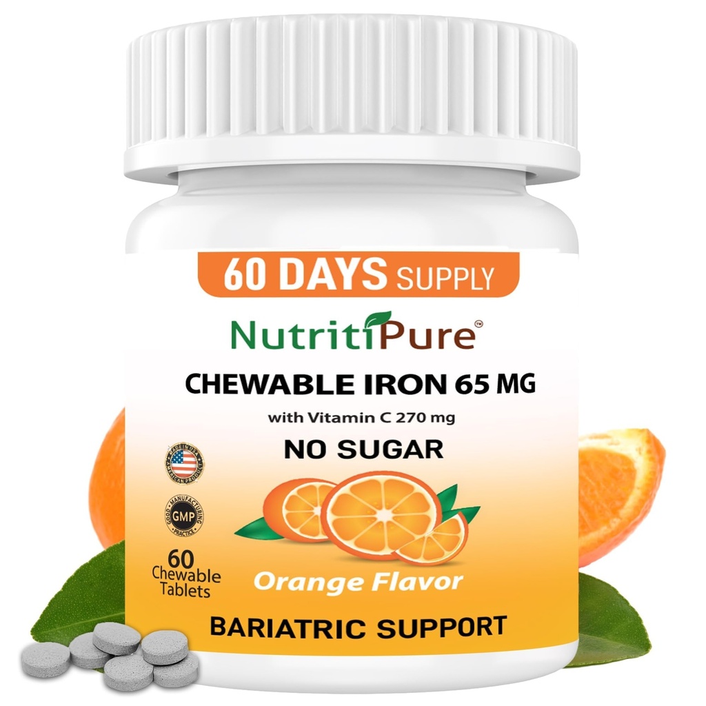 Fierul de călcat masticabil 65 mg cu vitamina C 270 mg (pentru femei/bărbaţi)