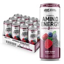 Optimum Nutrition Amino Energy Sparkling Hydration Drink, Electroliti, Cafeina, Amino Acids, BCAAs, Sugar Free, Berry Burst, 12 Fl Oz, 12 Pack
