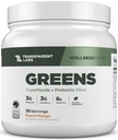 Laboratoare transparente Verzi prebiotici - Superfood Powder & Antioxidanti Supliment cu Spirulina organica, Chloerra, Acacia, & Green Banana Powder - 30 Serviri, Peach Mango