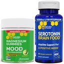 Natural STACKS Mood Magneziu Citrate Gumies + Serotonina Brain Food Bundle - Mood pozitiv și suport de stres - 90 piese