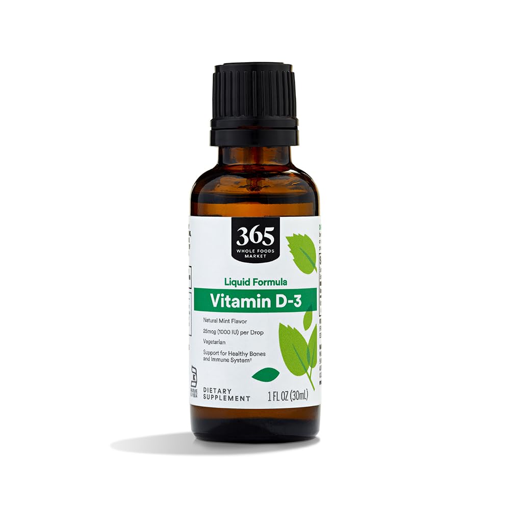 Întreaga piață a alimentelor, vitamina D-3 Aromă de mentă lichidă 1000UI, 1 OZ