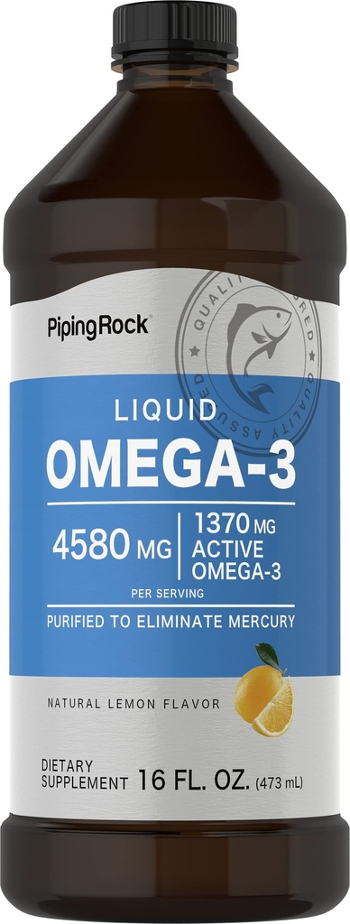 Piping Rock Omega 3 supliment lichid ulei de pește 