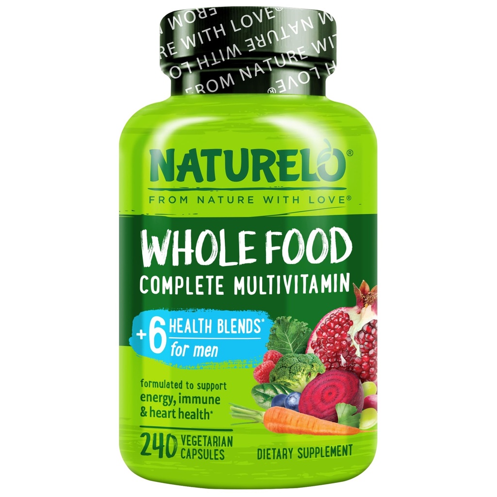 NaturaLO Mens Multivitamine - O multivitamine zilnica pentru barbati cu vitamine, minerale si alimente organice, energie si sanatate, non-GMO, 240 capsule vegetariene