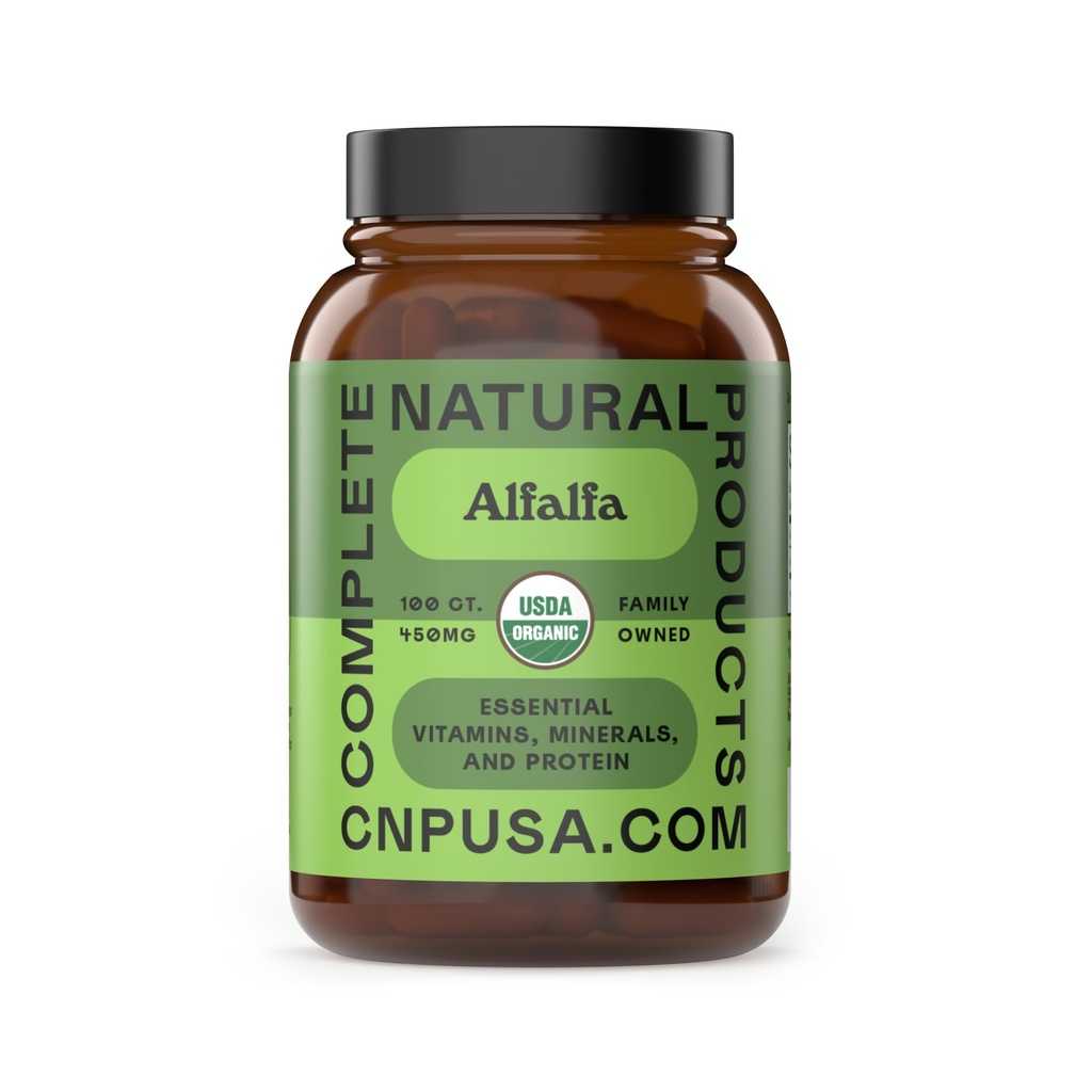Produse naturale complete Pure Alfalfa Leaf - 100 capsule - 450 mg de pur uscat organic Alfalfa Leaf pulbere în capsule vegetale