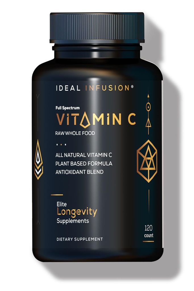 Infuzie ideală Complexul total de vitamine alimentare C: 675 mg Vitamina organică C din portocale și Acerola Berries cu bioflavanoide naturale pe bază de alimente (60 Servings) pe bază de plante Vitamina C, Vegan, non-GMO