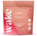 Rookie Wellness Wake - Natural Energetic Drink Powder cu 125 mg de cofeină din extract de ceai verde, B-Complex Vitamine, Ashwagandha Extract, & Guarana Extract (30 Servings, căpșuni Câmpuri)