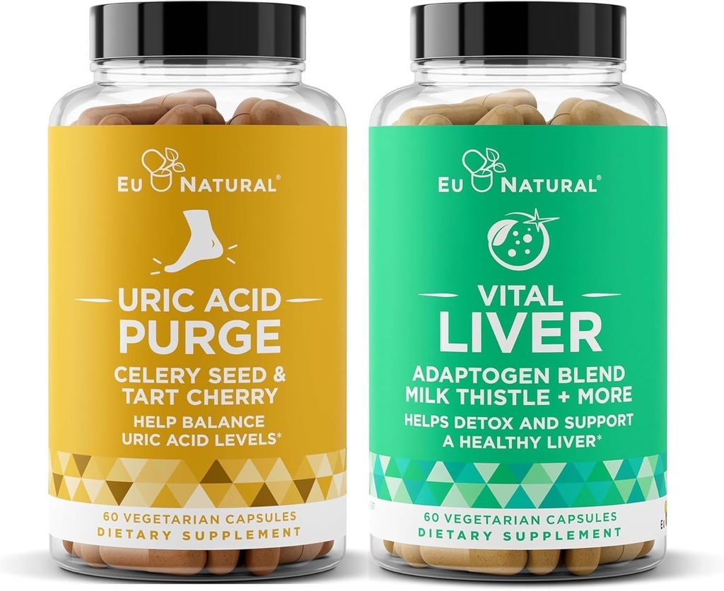Purjare! Uric Acid Flush și Vital Ficat Bundle - Detoxifiere, Curățare, și repararea pentru sprijin comun & Mobilitate activă Plus Funcție optimă a ficatului & Digestive Health