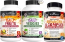 BioSchwartz Daily Fruits and Veggies Supplement for Women and Men (2 Month Supply) Plus Vitamin B Complex cu vitamina C (2 Month Supply)