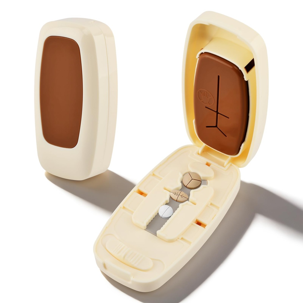 3 in 1 Pill Cutter for Cutting Multiple, 1/2 1/3 1/4 Pill Splitter for Large, Small and Tiny Pills, Accurate and Easy Cutting, Suitable for Cuting Vitamins, Tablets(Color:White)