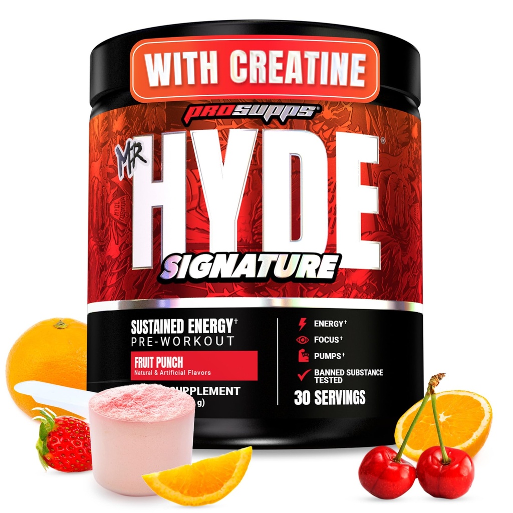 PROSUPPS Mr. Hyde Signature Pre Workout Powder cu Creatine, Beta Alanine & Cafeina - Performance, Energy & Endurance - Curat Fitness & Gym Supplements for Men & Women (Frut Punch, 30 Servings)