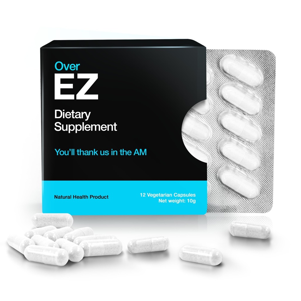 PESTE EZ Pre-Drink Supliment - Party Recovery & Prevention Pastile pentru o noapte out & Better Mornings (12 capsule) & Milk Thistle, Aminoacids, Vitamin Bs