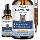 L-Lysine Supliment pentru pisici - Suport imunitar - 60ML Lysine pentru feline respiratorii, strănut, nas roşu, funcţie oculară - Picături antibiotice Cat naturale - Friptură de pui aroma