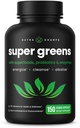 NutraChamps Capsule organice super-verzi - Alfalfa, Spirulina, Chlorella & More - Antioxidant, Enzyme digestiv și amestecuri probiotice - 150 capsule superalimentare verzi