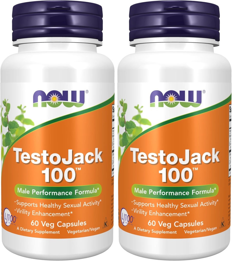 Acum Suplimente, TestoJackTM 100 cu LJ100®, un Extract standardizat de Tongkat Ali (Eurycoma longifolia), Tribulus și ZMA®, 60 Capsule Veg (Pachet de 2)