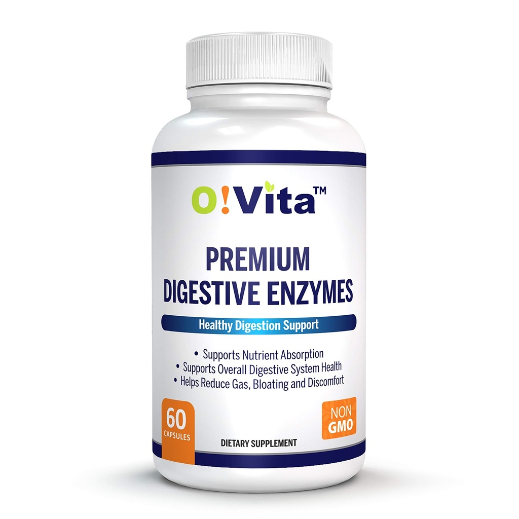 Enzime digestive Premium cu enzime pe bază de plante, susține o mai bună digestia, o mai bună absorbție nutrient (60 capsule de legume non-GMO)