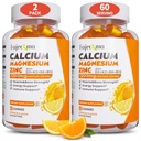 Calciu Magneziu Gume de zinc pentru adulți: 1200 mg Citrat de calciu cu vitamina D3 K3 - Natural Organic Sugar supliment de mare absorbție pentru femei Bărbaţi Copii (120Count)
