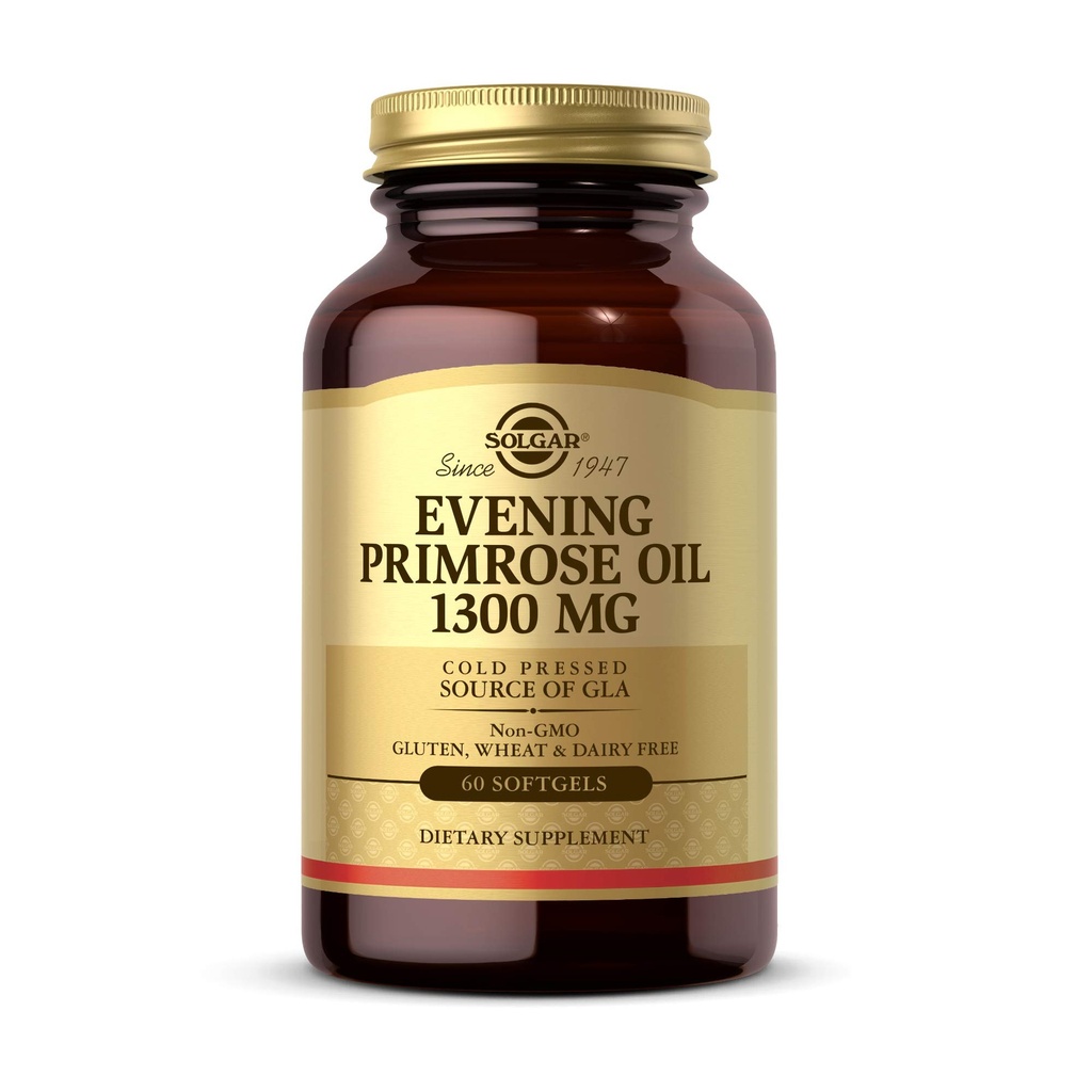 Solgar Evening Primrose ulei 1300 mg, 60 Softgels - Promoveaza sanatoasa piele - Suport nutritional pentru femei - non-GMO, gluten gratuit, lactate gratuit - 60 Serviri