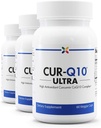 Stop Aging Now - Complex Ultra CUR-Q10 - Curcumin2K & MAX-Q10 - Brain & Heart Health, Antioxidanti, Suport pentru sanatate si mentinere comuna - Turmeric & Black Pepper, CoQ10 - 60 Vcaps (3 Pack)