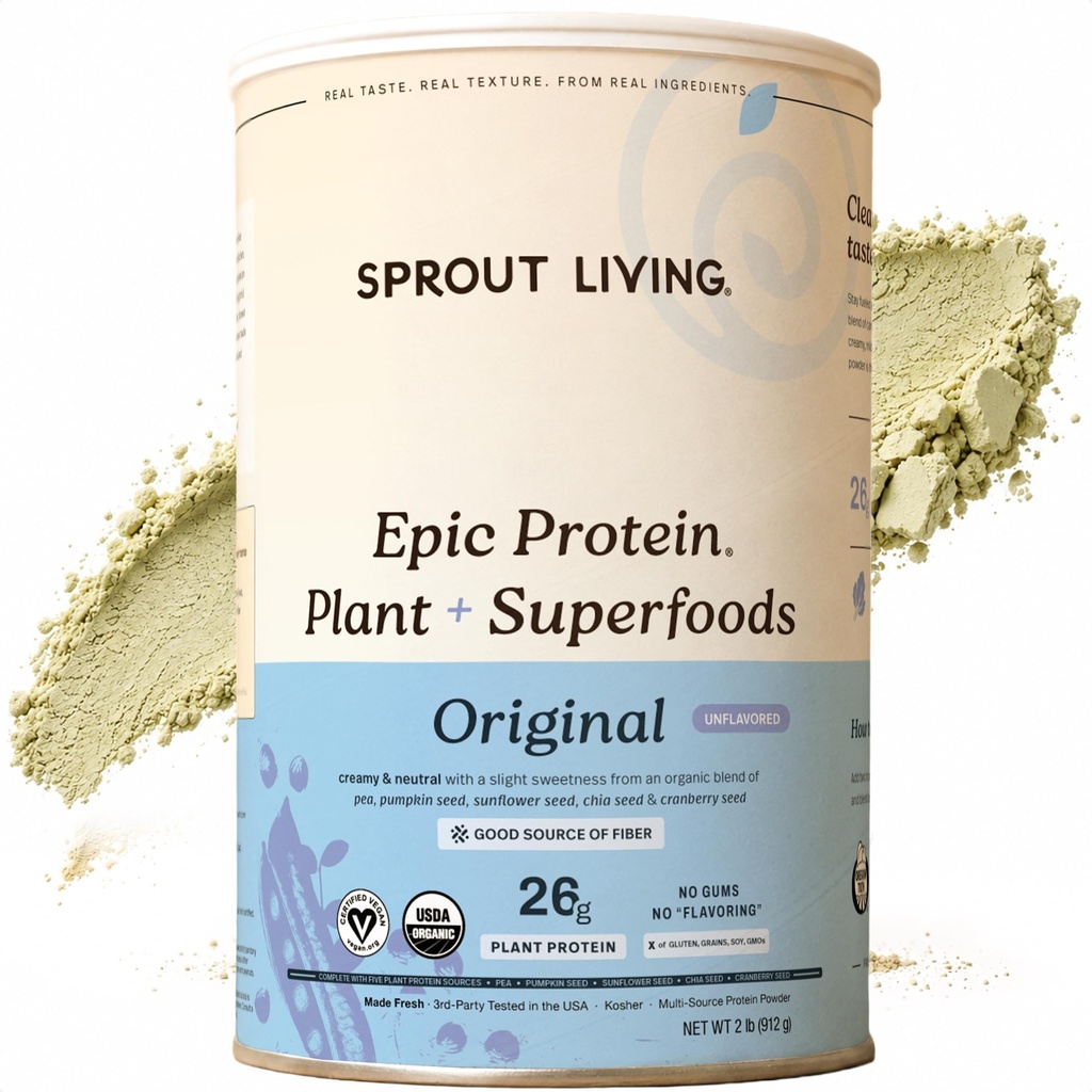 Sprout Living Plant based Proteine & Superfoods Powder, Original, Nearomated 