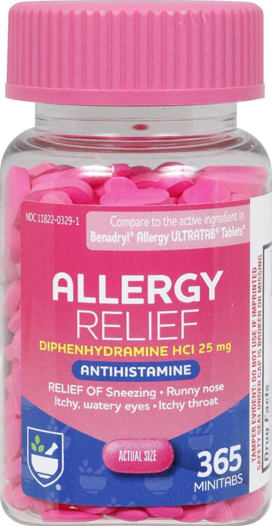 Rit Ajutor Antihistaminic Alergie Relief cu difenhidramină - 25mg, 365 Conte