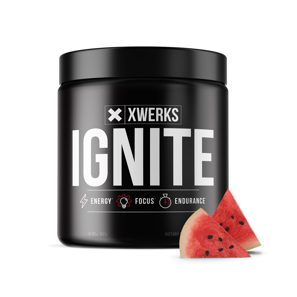 Xwerks Ignite Pepene verde Pre Workout Pulbere, Natural Keto Pre Antrenament pentru femei și bărbați cu energie explozivă, Gluten Blend gratuit pentru rezistenta si rezistenta, 150mg Cafeina, 30 Serviri