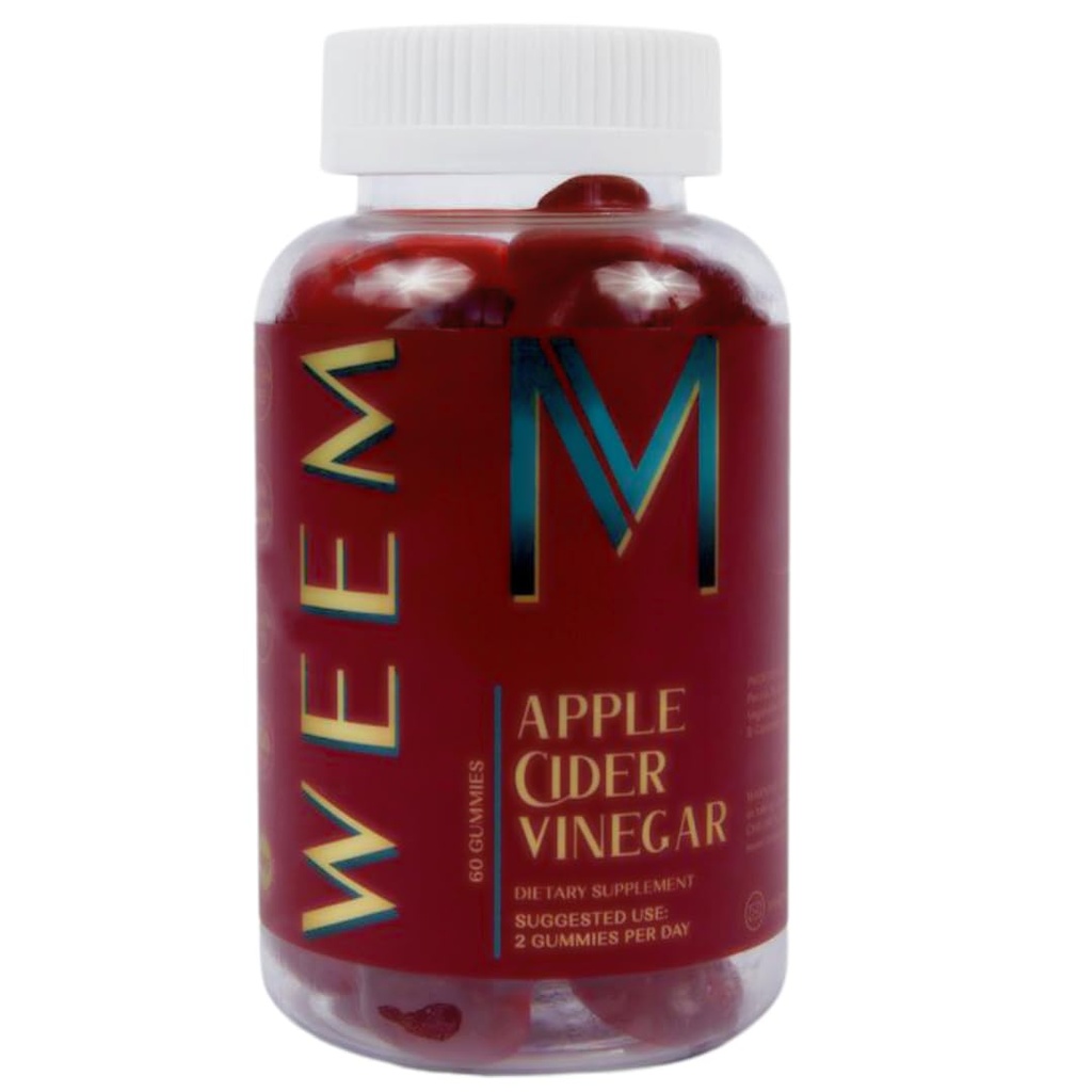 WEEM Apple Cidru Otet Gumries - Natural, Vegan ACV cu acid folic- Gluten gratuit - Vitamina B12 - Premium Detoxifiere & Greutate Supliment - Ajuta la digestia pentru femei și bărbați