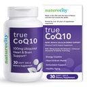 NatureCity True-CoQ10 Ubichinol 100mg Absorbabil și stabilizat Kaneka QH CoQ10 Heart, Brain and Cellular Energy Supplement - (30 Soft Gels) CoQ10 activ ca Ubichinol
