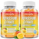 Gume Citrate de potasiu, Gume mari Supliment de potasiu 1200mg Suport Creme de picioare si sanatate musculara, Gume de potasiu pentru adulți și copii, Vegan, Mango Flavor 120 Conte