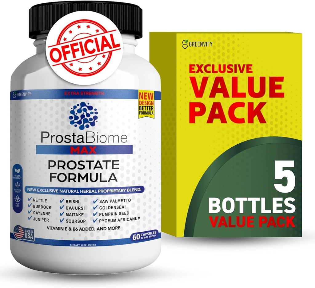 ProstaBiome Max Prostate Support Formula, Natural Herbal Blend cu Saw Palmetto, 60 capsule, 30 de zile de aprovizionare (5)