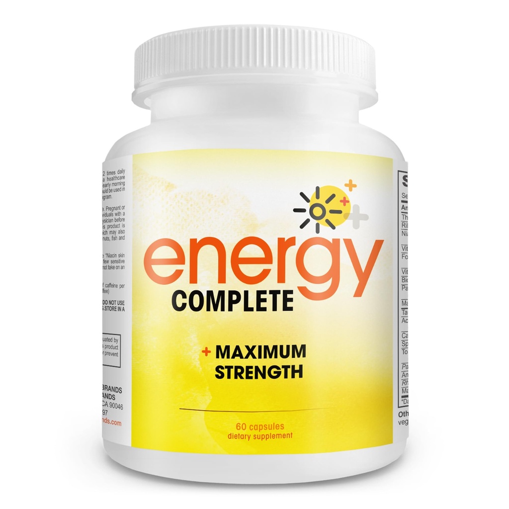 Energie completă - 18-in-1 Vegan energie și supliment focus - Vegan Cafeine pastile (60 capsule zilnice)