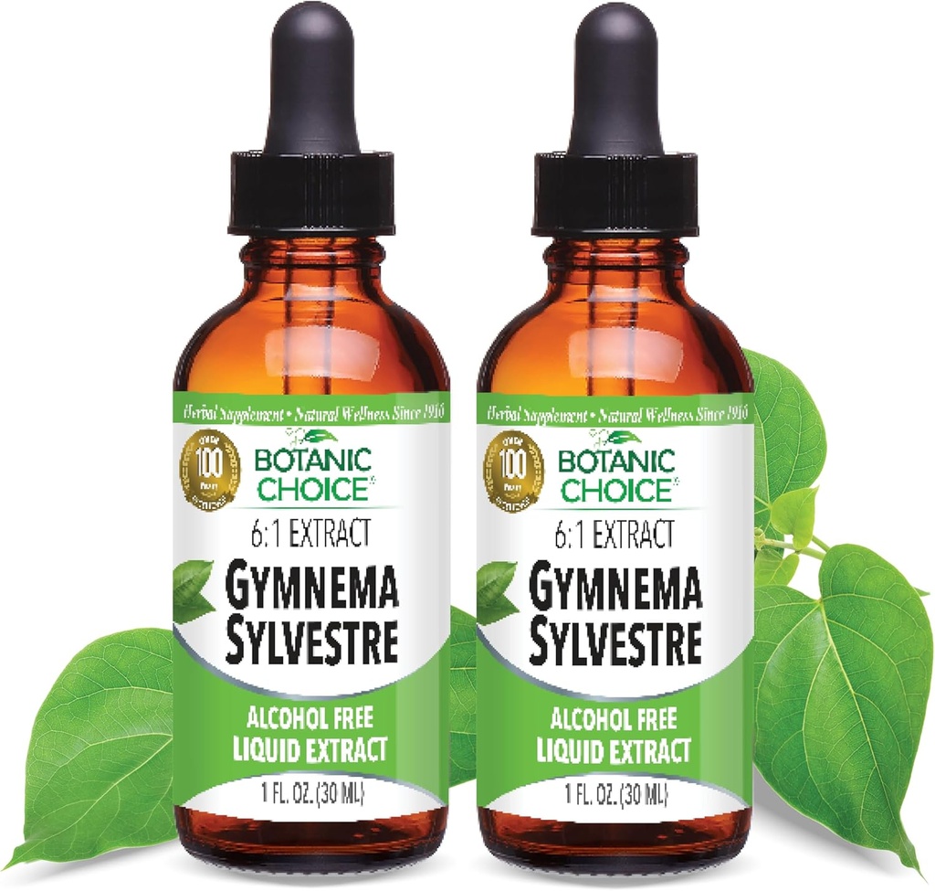 Alegerea botanică: Extract lichid de gimnema Sylvestre - alcool și gluten gratuit, non-GMO, 1oz 2 ambalaj