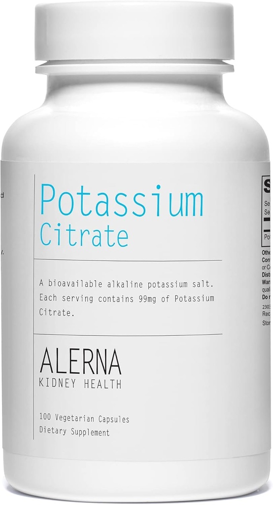 Citrat de potasiu 99 mg - Suportă echilibrul electrolitic şi pH-ul normal - Minerale esenţiale - 100 Capsule vegetariene