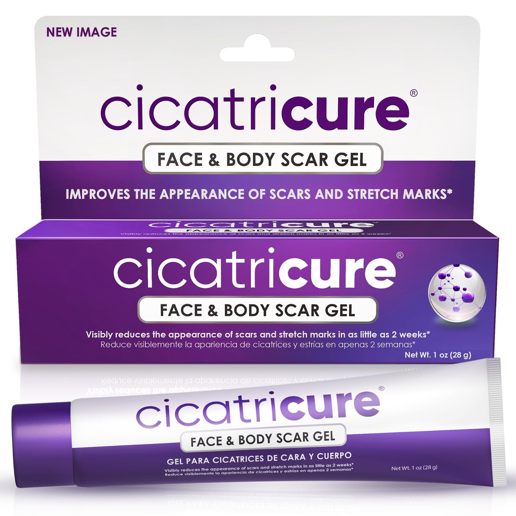 Cicatricure Avansat Scar Gel pentru Face & Body - Rezultate dovedite în 2 săptămâni, Tratamentul cicatrice pentru cicatrici chirurgicale, marci de stretch, cicatrici de arsuri și leziuni, Acnee Tratamentul cicatrice, 1 oz (28 g)