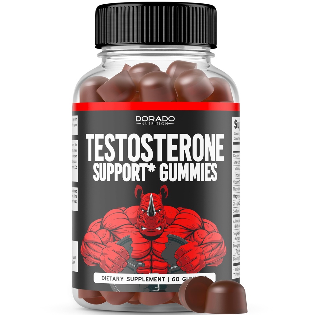 Testosteron Gummies for Men (60 Count) Testosteron Supliment pentru bărbaţi - Premium Test Booster - Suport Putere, Rezistenţă, Drive & Performance - terţe părţi testate, Non-GMO, Vegan Safe & Made in USA