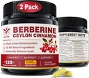 Berberine Supliment 1500mg cu Ceylon Cinnamon, Bitter Melon, Banana Leaf & Extract botanic pentru Suport Immune & Body Management, 10-in-1 Formula cu Berberine HCL, Non-GMO, 240 Veggie Capsule