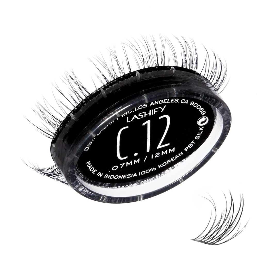 Lashify Curl 12mm Gossamer DIY Extensii geană Refill, negru, Easy False Gene pentru un aspect natural