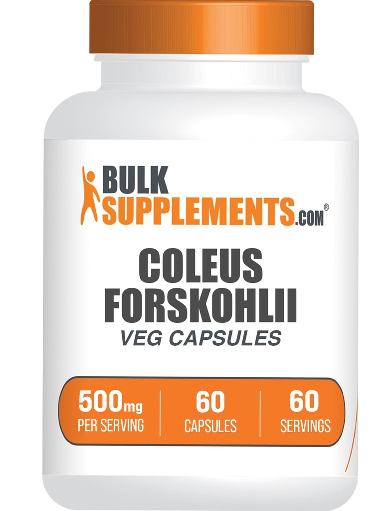 BulkSupplements.com Coleus Forskohlii Extract Capsule - Forskolin Supliment, Capsule Forskolin - Supliment vegetal, Gluten gratuit, 1 capsulă per Serving, 60 capsule (Pachet de 1)