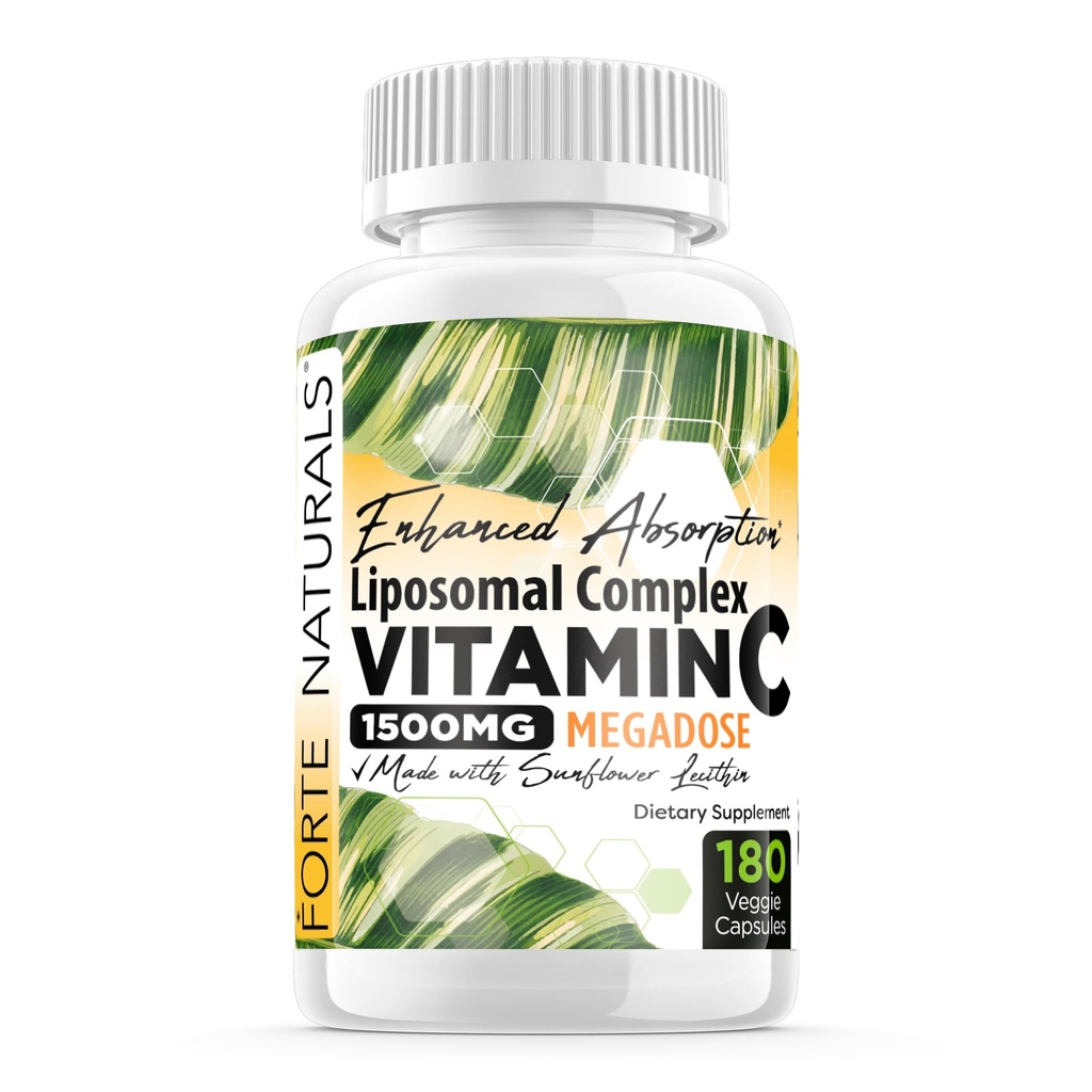 Doză mare Vitamina C 1500 mg Liposomal C Supliment complex cu Floarea-soarelui Capsule Suplimente înfundate cu lapte Floarea-soarelui Lecitină 180 Capsule Vitamine de celebrare