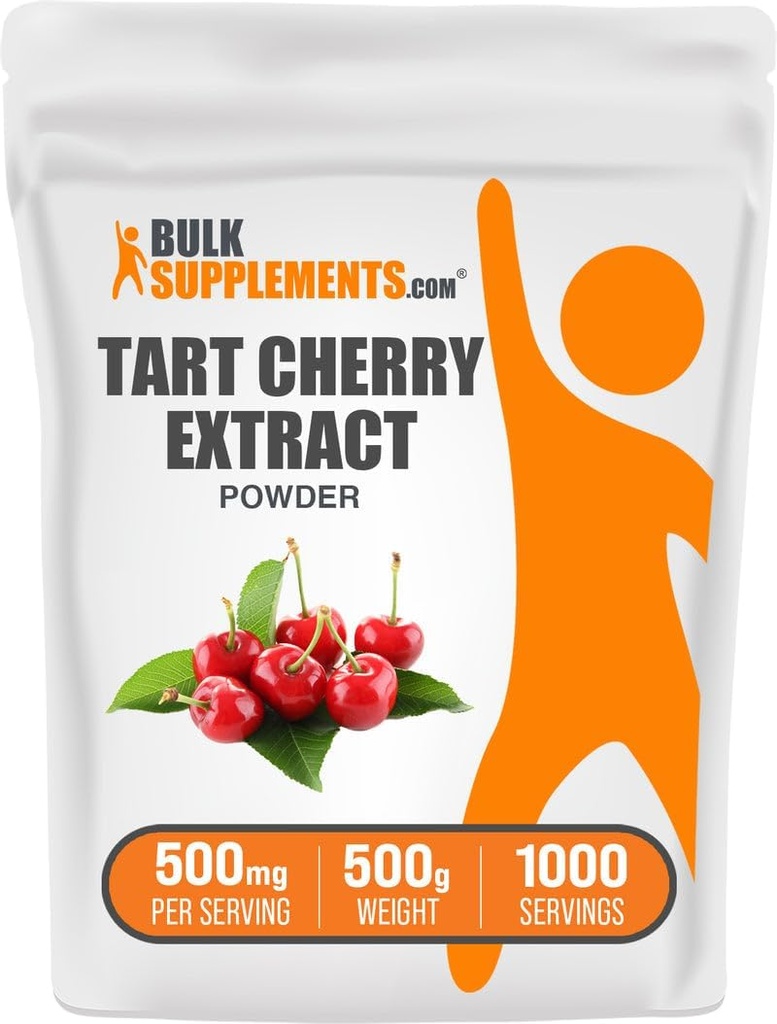BulkSupplements.com Tart praf extract de cireşe - supliment de cireşe tartă, supliment vegetal - sursă antioxidantă, gluten gratuit, 500 mg per Serving, 500g (1.1 lbs) (Pachet de 1)
