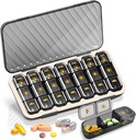 Weekly Pill Organizator de 3 ori pe zi, GloDeals Large Travel Pill Box 7 Ziua, Am Pm Trei Zilnic Pilula Caz cu Removable Medicine Container, Pilula Deținută pentru Vitamina, Supliment, Ulei de pește, Negru