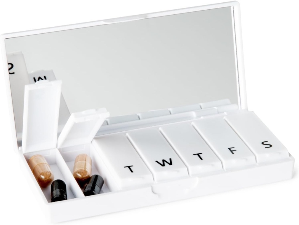 PORT X POLISH Designer Weekly Pill Box Organizator (Single 1X Daily, Crisp White) 