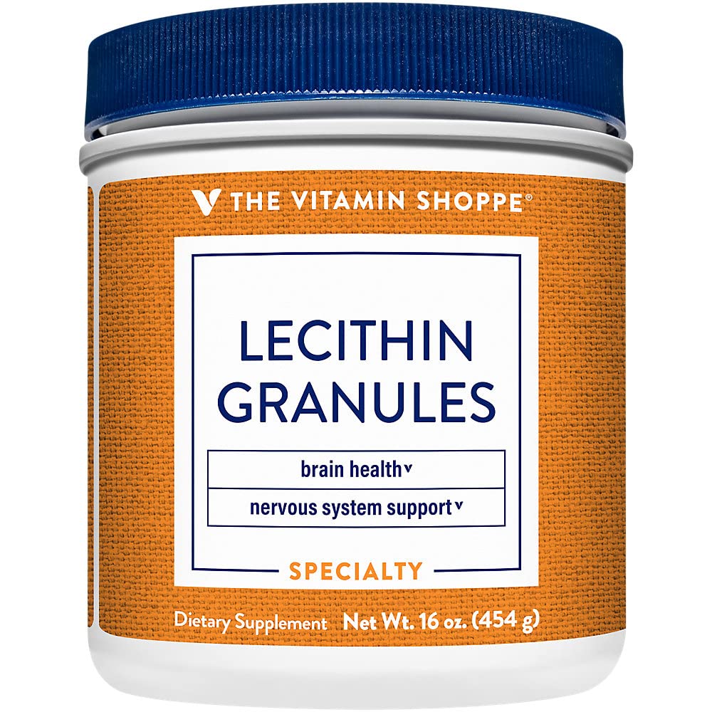 Vitamina Shoppe Lecithin Granule - Combinație naturală de acizi grași esențiali pentru a sprijini funcția cerebrală și nervoasă, 100% pe bază de soia, o dată pe zi (16 Once Powder)