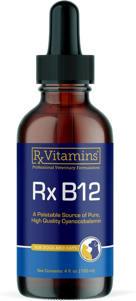 RX Vitamine B12 pentru câini și pisici - Dog suport digestiv pentru îmbunătățirea procesului metabolic - Pure B12 pentru pisici pentru a sprijini sistemul nervos - Ideal pentru vitaminele cainelui și proviziile de pisica - 4 oz