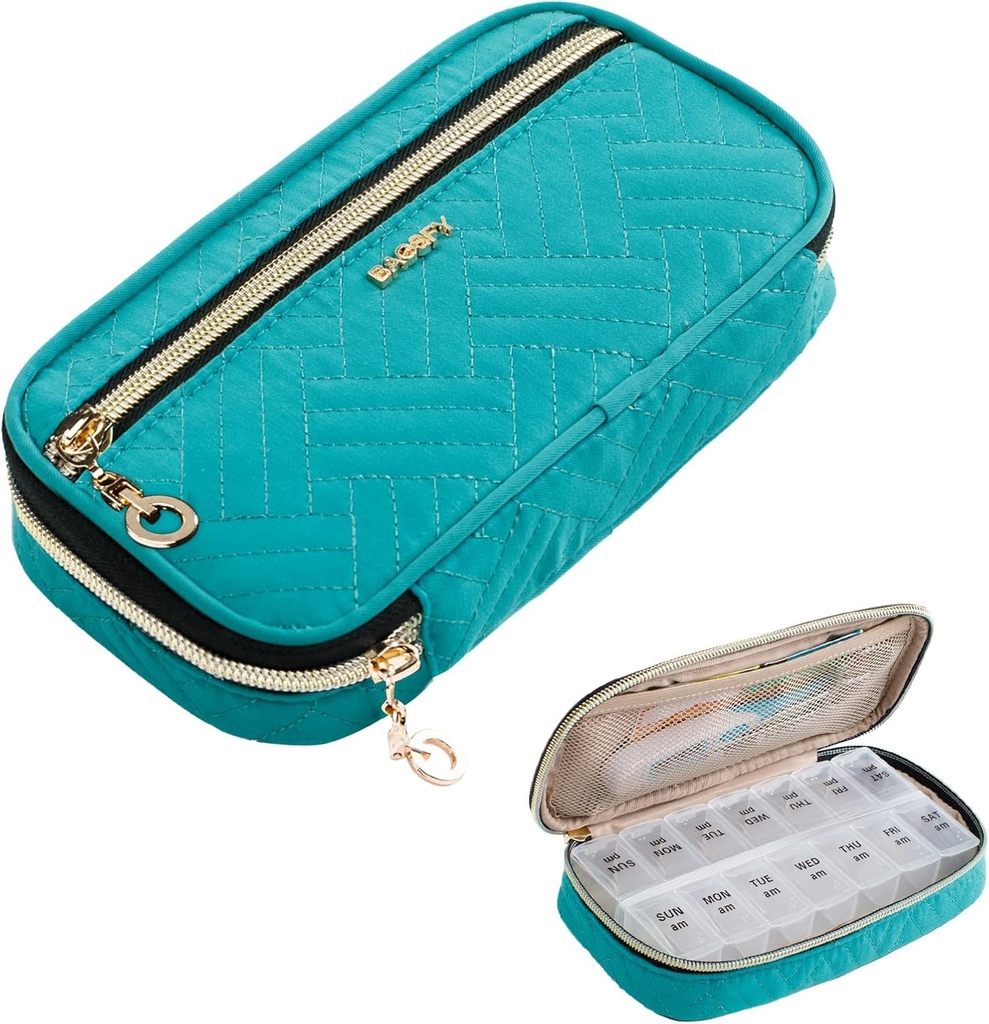 BAGSFY Pill Organizator Caz 2 ori pe zi- Medicina Weekly Organizator Travel Pilula Box cu Removabil 7 zile Medicina container pentru ulei de pește, vitamina, supliment