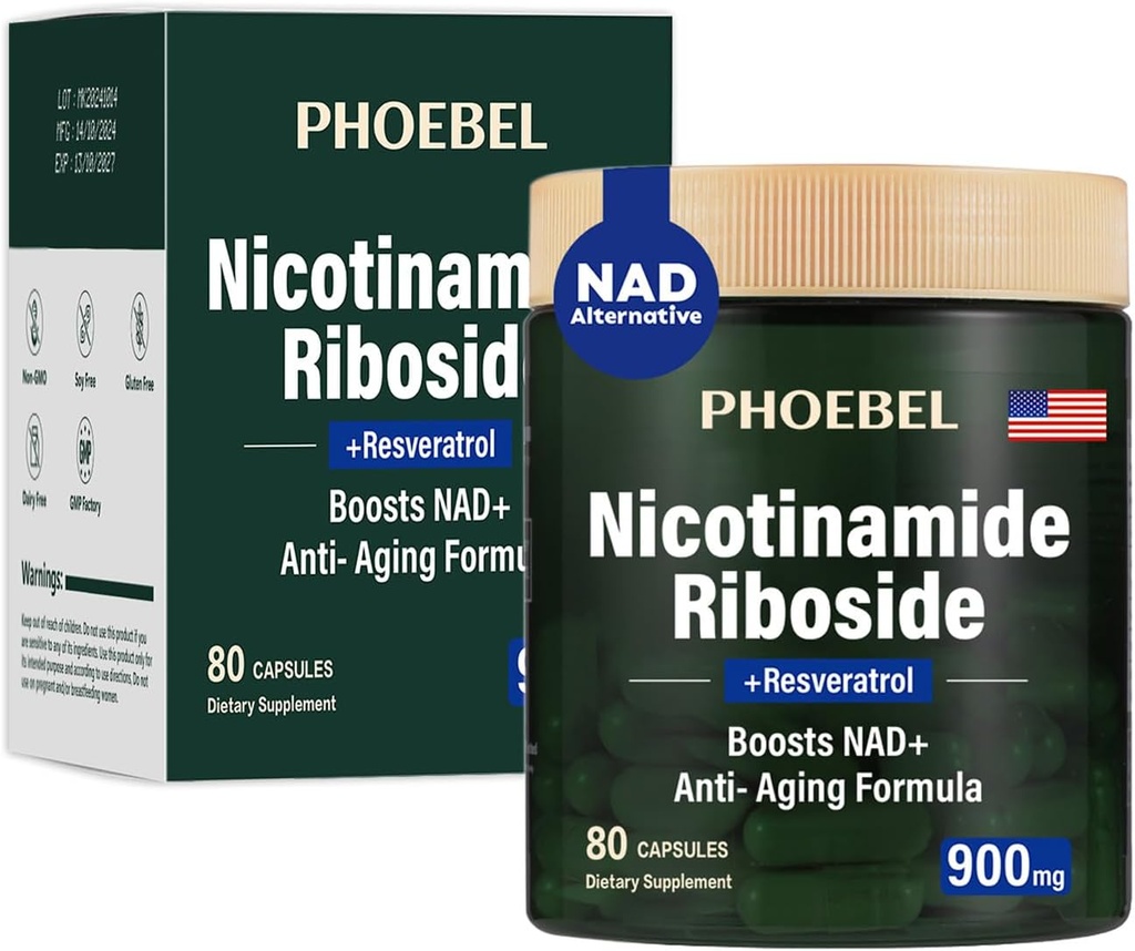Newly NAD + Supliment - Resveratrol, Liposomal Nicotinamidă Ribozidă, Querbetin - Supliment NAD de înaltă puritate pentru energie, Focus - 80 Conte,900mg