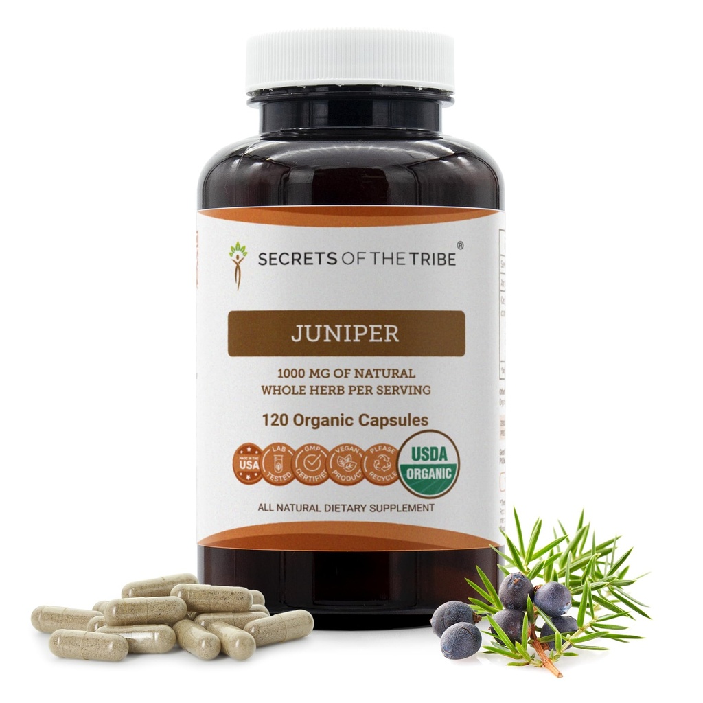 Secretele tribului Juniper 120 Capsule, 1000 mg, USDA Organic Juniper (Juniperus communis) Uscate Berry (120 capsule)