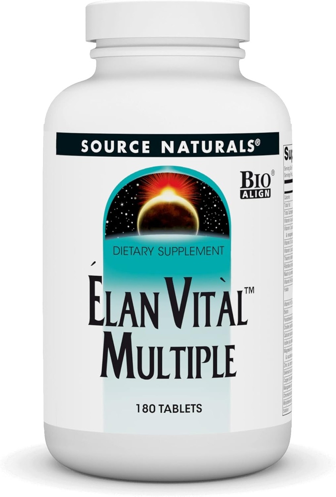 Sursa Naturals Elan Vital multiple - Suporte creier, inima, ficat, imun, energie Boost - 180 comprimate