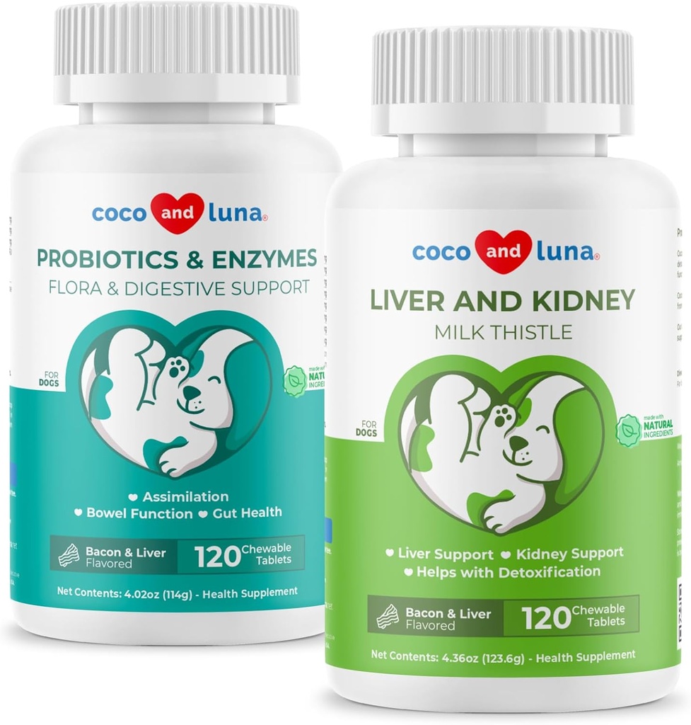 Milk Thistle & Probiotice pentru câini - suport hepatic, funcţie intestinală, suport de digestia pentru gaz, diaree, respiraţie de câine rău şi constipaţie